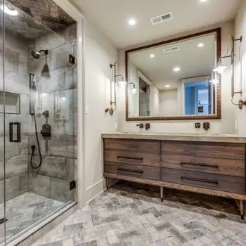 Modern bathroom remodel shower vanity